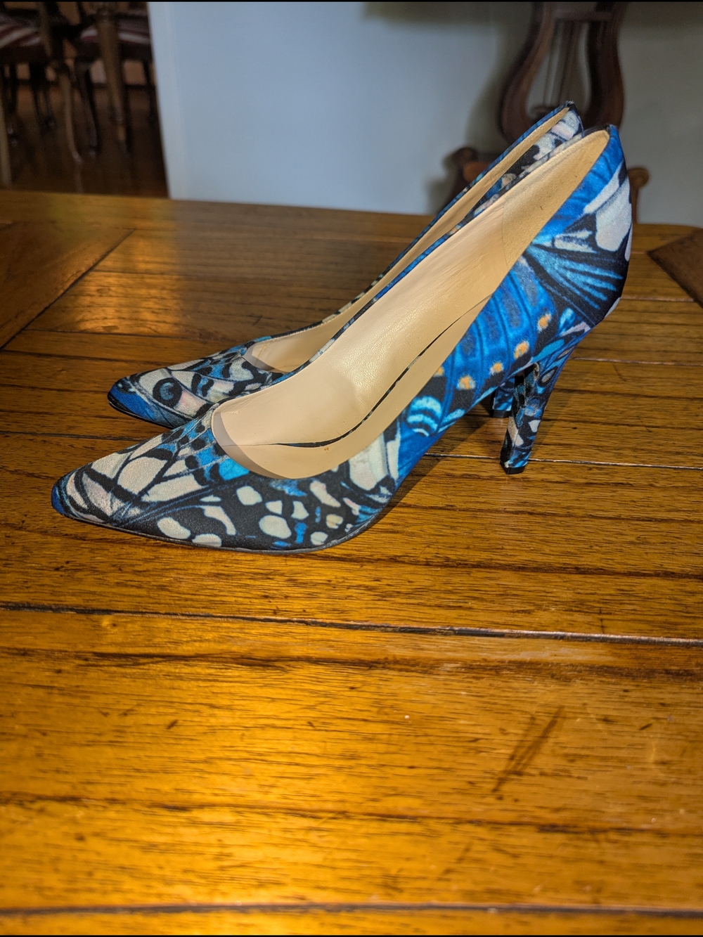 Nine West Blue Patterned Pointed-Toe Pumps - Picture 3 of 11